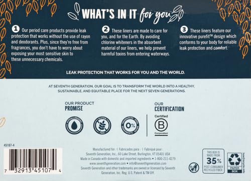 Seventh Generation Pantiliner Pads, Free & Clear, 50 Count - AB Mystery