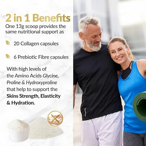 Prebiotic Collagen Powder - 390g Hydrolysed Bovine Collagen Peptides with Prebiotics for Gut Health & Skin Inner Vitality
