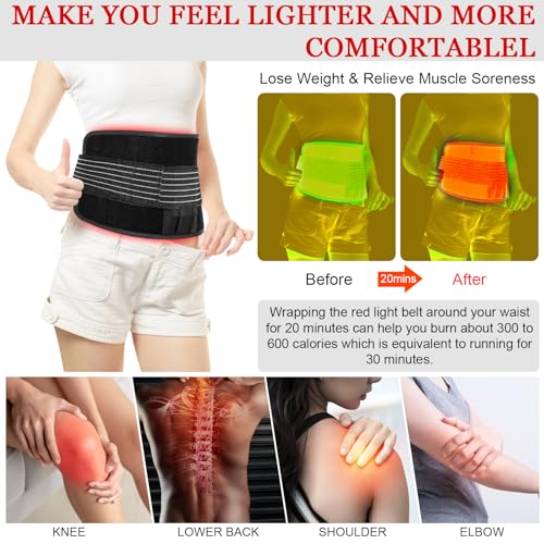 Yofalo 660nm LED Red Light and 850nm Near Infrared Red Light Therapy Belt Device for Body Pain Waist - AB Mystery