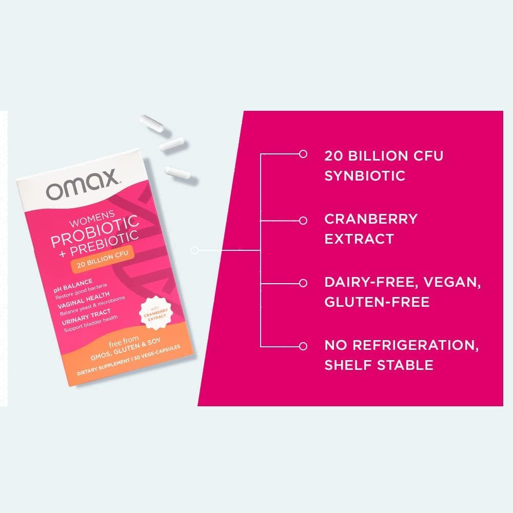 2 Pack Omax Prebiotics & Probiotics for Women, pH Balance, Vaginal Health, Urinary Tract, Yeast - AB Mystery