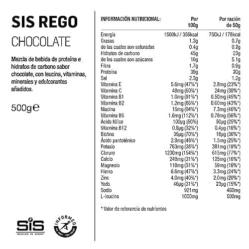 Science In Sport REGO Rapid Recovery Drink Powder, Post Workout Protein Powder, 20 g of Protein Science in Sport