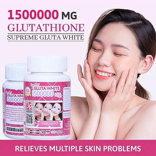 Supreme Gluta White 1500000mg for Skin Lightening, Skin Moisturizer, Collagen Stimulator Healthy - AB Mystery