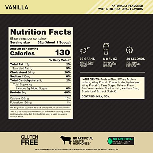 Optimum Nutrition Gold Standard 100% Whey Protein Powder 4.8 (Packaging May Vary) - AB Mystery