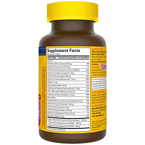 Prenatal Vitamin + DHA Softgel with Folic Acid, Iodine and Zinc, 90 Count Nature Made