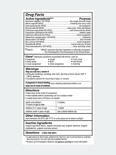 Genexa Flu Fix - 60 Tablets - Multi-Symptom Flu Remedy - Organic, Gluten Free & Non-GMO - Homeopathic - AB Mystery