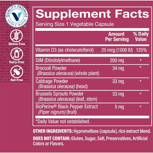 The Vitamin Shoppe DIM with BioPerine - Supports Hormone Balance & Estrogen Metabolism - 200 MG - AB Mystery