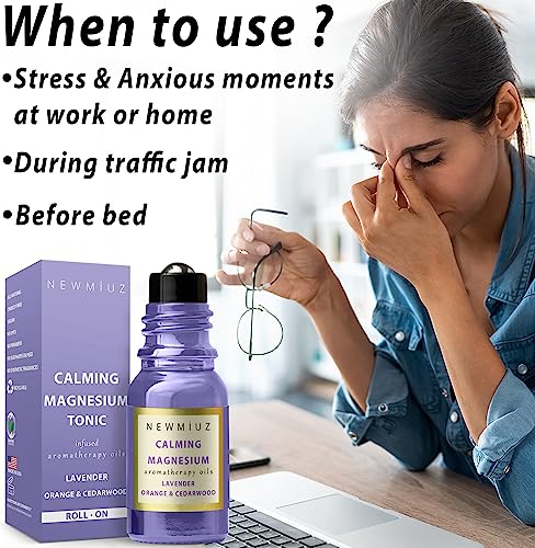 Calm Magnesium Roller Lavender Orange Cedarwood Essential Oil Roll On Calming Aromatherapy Self Care - AB Mystery