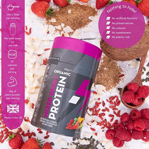 Hylife Nutrition - Organic Protein Powder - Mixed Berry Vegan Protein Powder (450g - 15 Servings) Hylife Nutrition