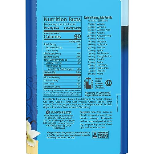 Sunwarrior Vegan Protein Powder Organic Plant-Based Protein | BCAA Amino Acids Hemp - AB Mystery