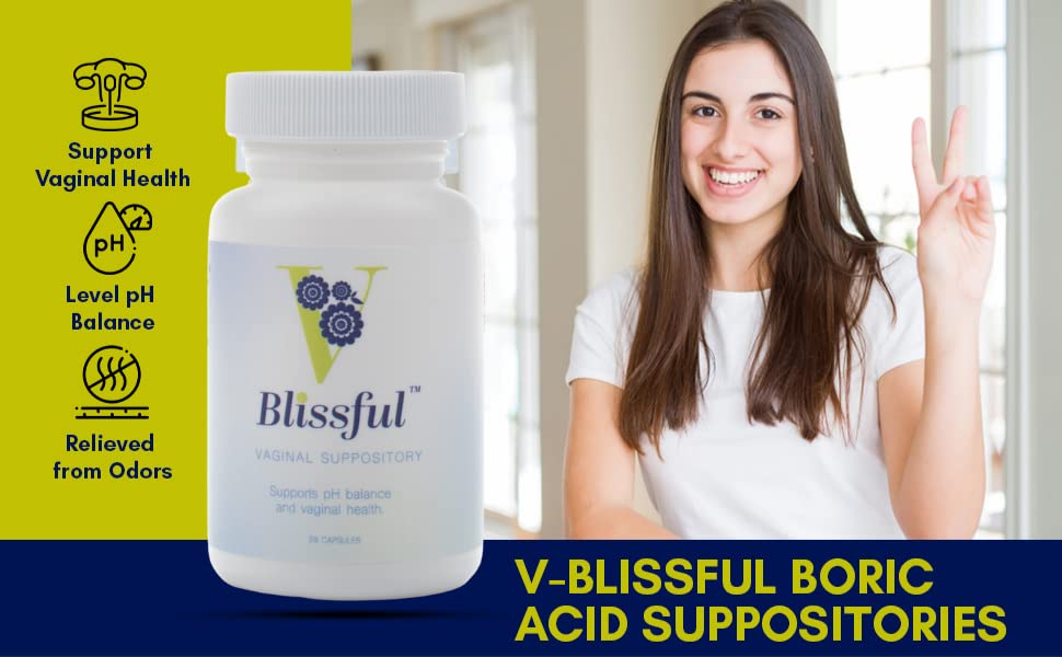 V Blissful Boric Acid Suppository & Soothing Vaginal Solution for Yeast Infection & Bacterial Vaginosis - AB Mystery