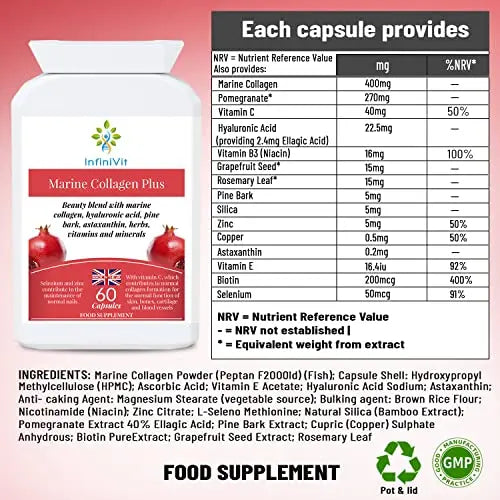 nfiniVit Marine Collagen Plus Blend Capsules - Hair Growth Enhancer with Enriched Vitamin C and Vitamin E - AB Mystery