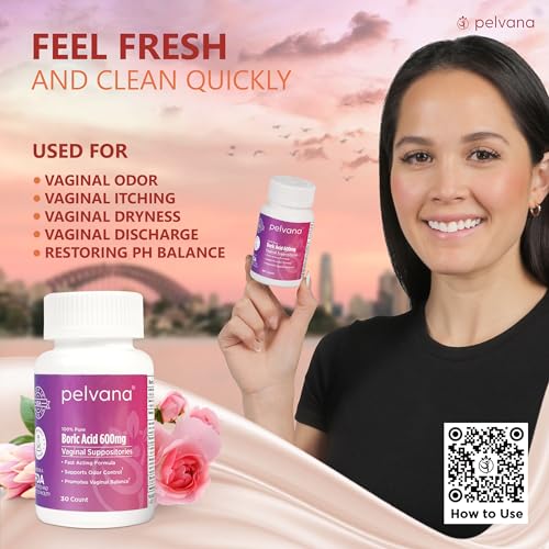 Pelvana Boric Acid Suppositories for Women 30 - for Vaginal pH Balance, Odor Control, Itching, & Discharge - AB Mystery