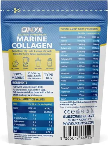 Onyx Marine Collagen Powder 10000mg (Type I & III) | Wild-Caught Arctic Cod - AB Mystery