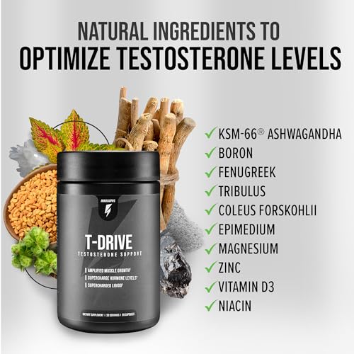 InnoSupps : T-Drive | Testosterone Booster | Amplify Muscle Growth | KSM-66 Ashwagand - AB Mystery