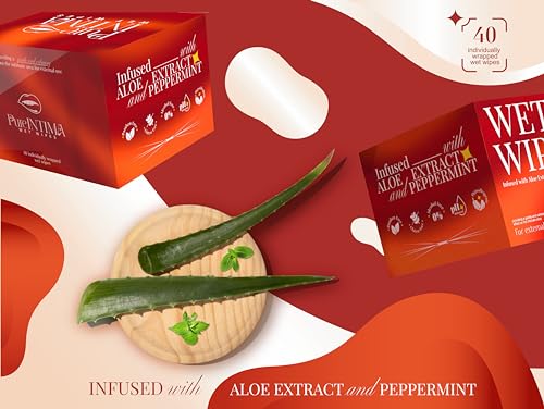 Feminine Wipes - Flushable Wet Wipes - Individually Wrapped 40 Units - pH Balanced- Alcohol-Free - AB Mystery