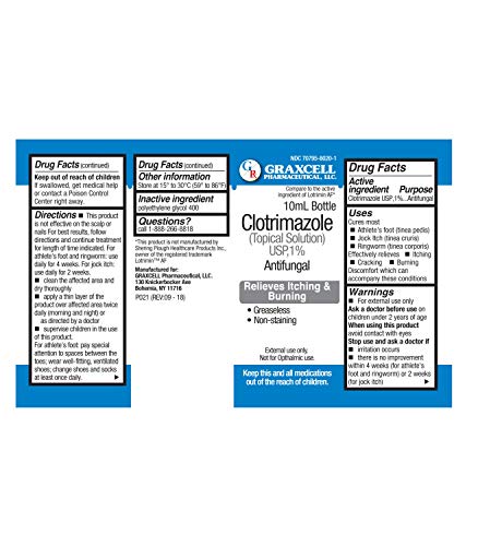 Graxcell Clotrimazole 1% Antifungal Topical Solution for Athlete's Foot, 0.33 Fluid Ounce - AB Mystery