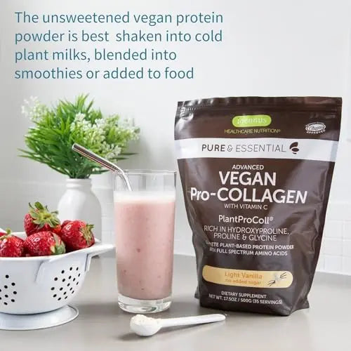Vegan Collagen Powder, Natural Vanilla Flavour, Plant-Based Peptide Protein Supplement - AB Mystery