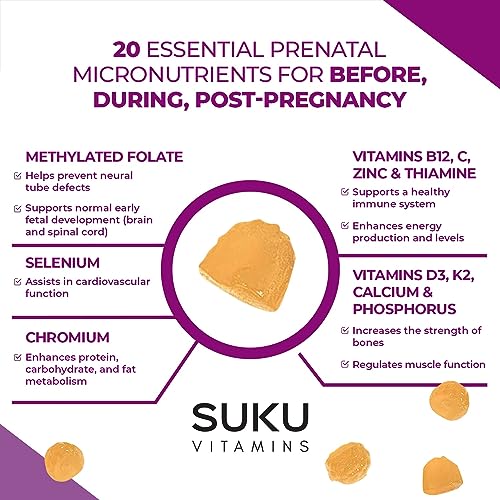 SUKU Vitamins - Complete Prenatal - Enriched with Calcium, Vitamin K2, Vitamin B12 SUKU Vitamins