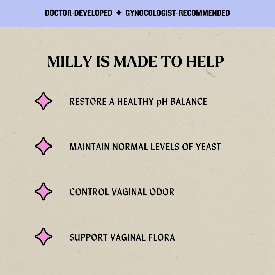 Milly Health Boric Acid Vaginal Suppositories - Restores pH Balance and Supports Odor Control - AB Mystery