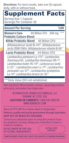 Renew Life Women's Probiotic Capsules, Supports Vaginal, Urinary, Digestive and Immune - AB Mystery