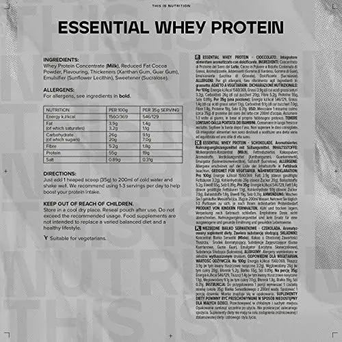 Bulk Essential Whey Protein Powder Shake, Chocolate, 500 g, 14 Servings Bulk