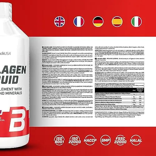 BioTechUSA Collagen Liquid, Flavored Dietary Supplement Drink with Collagen, Vitamins - AB Mystery