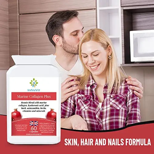 nfiniVit Marine Collagen Plus Blend Capsules - Hair Growth Enhancer with Enriched Vitamin C and Vitamin E - AB Mystery