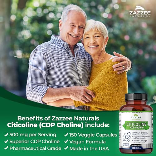 Zazzee Extra Strength Citicoline CDP Choline, 500 mg per Serving, 100 Vegan Capsules - AB Mystery