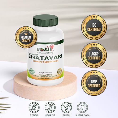 Roar to Life Naturally Shatavari 1200 mg Natural Ayurvedic Vegetarian Capsules Supplement - AB Mystery