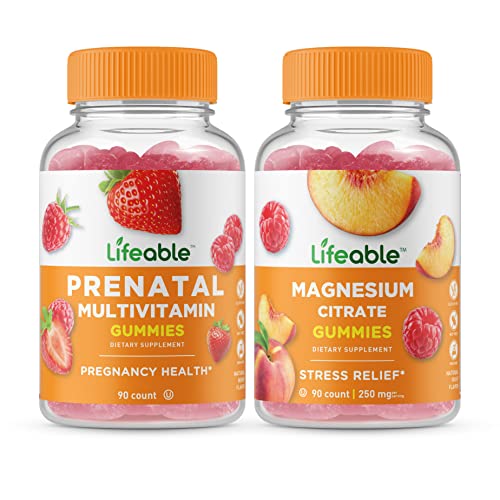 Lifeable Women's Prenatal Multivitamin + Magnesium 85mg, Gummies Bundle - Great Tasting
