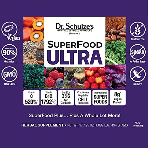 Dr. Schulze's SuperFood Ultra | Organic Super Food Powder | Vitamin B Complex and 520% - AB Mystery