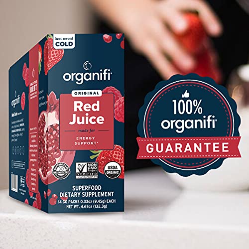 Organifi Red Juice - Vegan Energy Powder - Berry-Flavored Adaptogen Drink - Caffeine - AB Mystery