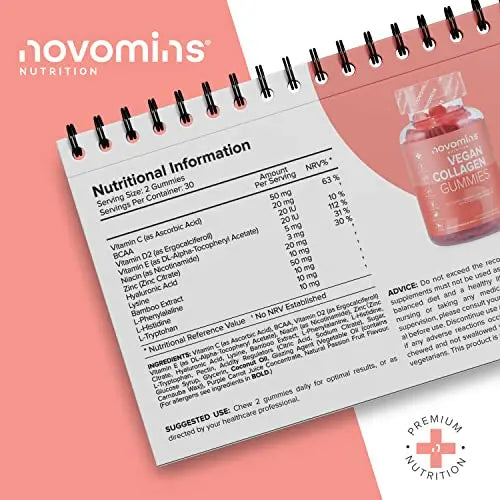 Vegan Collagen Gummies – Advanced Superfood Blend – Vegan Collagen Alternative for Women and Men – Infused with Vitamin C novomins