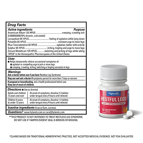 Hyland's Naturals Restful Legs Tablets, Natural Itching, Crawling, Tingling & Leg Jerk Relief, Quick Dissolving - AB Mystery