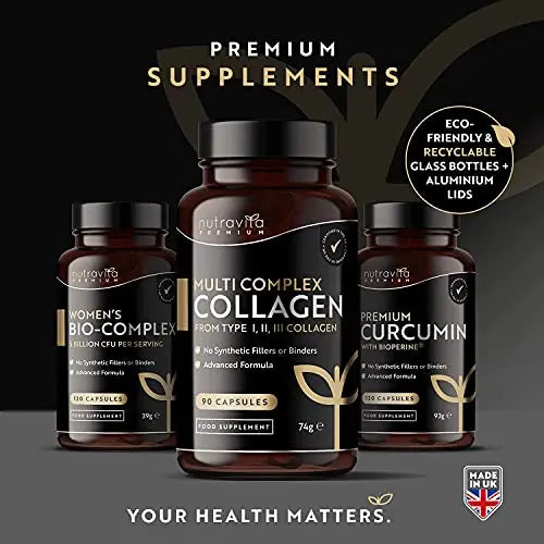 Premium Multi Collagen Protein Capsules with Type I, II, III - Includes Hydrolysed Grass - AB Mystery