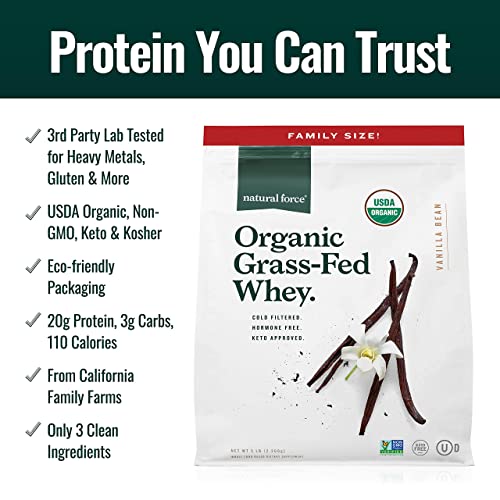 Natural Force Grass Fed Organic Whey Protein Powder – Non GMO Verified, Humane - AB Mystery