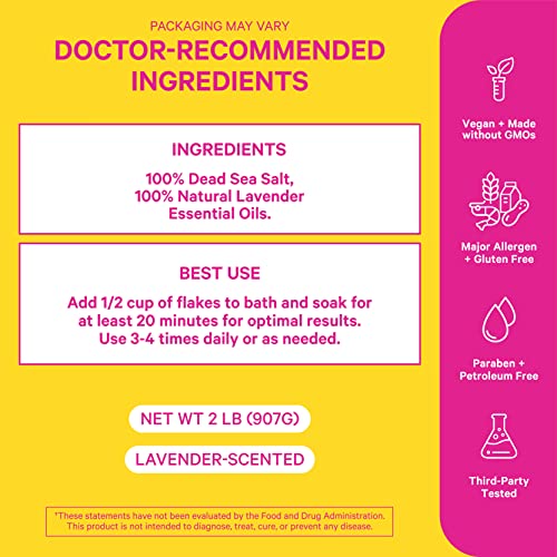 Pink Stork Menopause Flakes: Relaxing Lavender Scented Bath Salts for Women, Pure Magnesium - AB Mystery