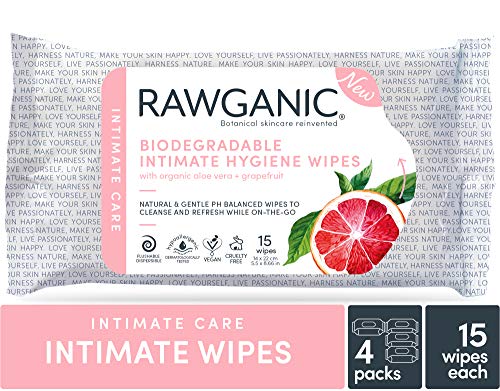 RAWGANIC Gentle Organic Intimate Hygiene Feminine Wipes, Hypoallergenic, Alcohol Free - AB Mystery