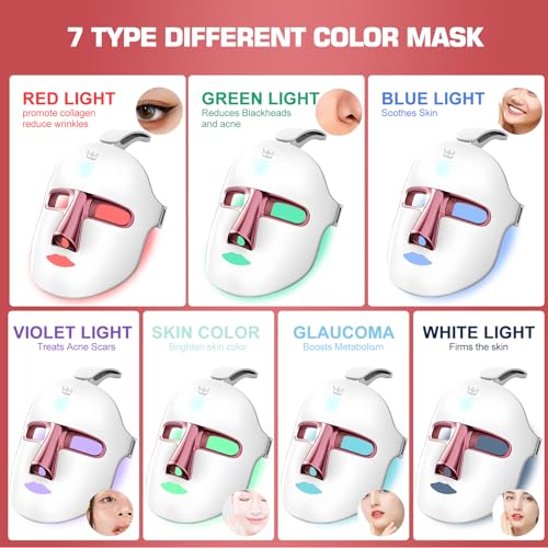 Red Light Therapy M-Ask Red Light Facial M-Ask Red Light Therapy for Face 7-1 Colors Light for Face Home Use - AB Mystery
