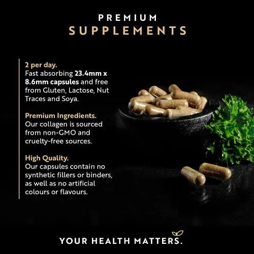 Premium Multi Collagen Protein Capsules with Type I, II, III - Includes Hydrolysed Grass - AB Mystery