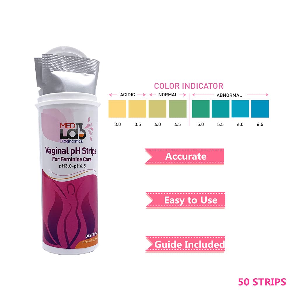 Vaginal ph Test Strips for Women(50 cnt). BV Bacterial Vaginosis and Yeast Infection Test Strips - AB Mystery