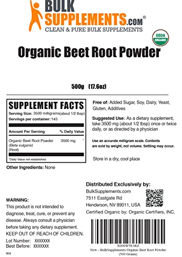 BULKSUPPLEMENTS.COM Organic Beet Root Powder - Beet Powder Organic, Beetroot - AB Mystery