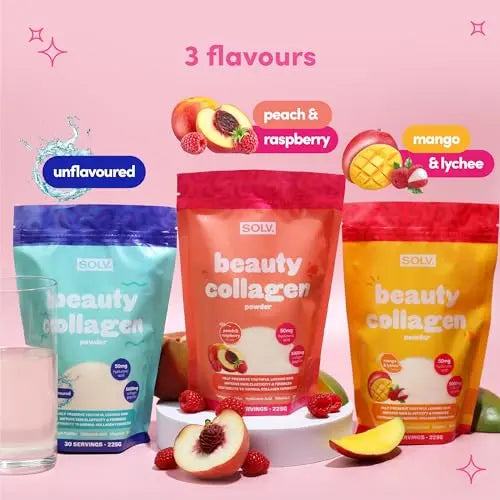 SOLV Premium 5000mg Pure (Type 1) Marine Collagen Peptides 50mg Hyaluronic Acid, Vit C, Biotin, Vitamin A - AB Mystery