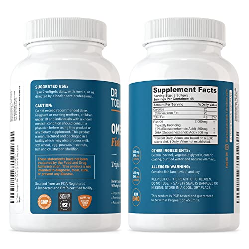 Dr. Tobias Omega 3 Fish Oil, 800 mg EPA 600 mg DHA Omega 3 Supplement for Heart - AB Mystery