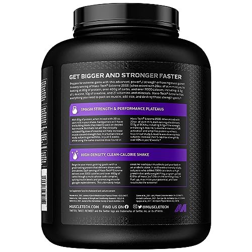 Muscletech Mass Gainer Mass-Tech Extreme 2000, Muscle Builder Whey Protein Powder - AB Mystery