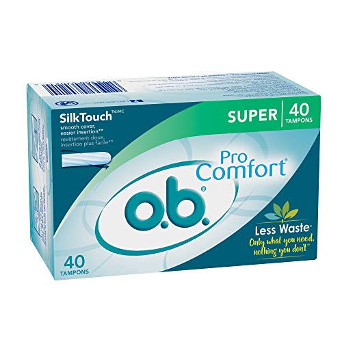 o.b. Pro-Comfort Non-Applicator Tampons, Super Absorbancy, 40 Count (Pack of 1) - AB Mystery