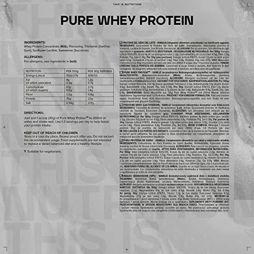 Bulk Pure Whey Protein Powder Shake, Vanilla, 1 kg, Packaging May Vary Bulk