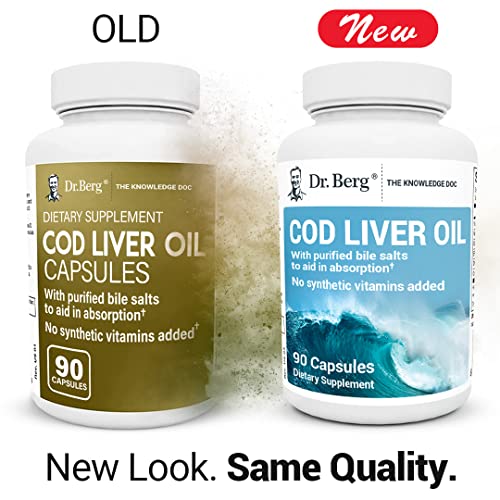 Dr. Berg Cod Liver Oil Capsules from Wild Caught Cod - No Smells or Bad Aftertaste - AB Mystery