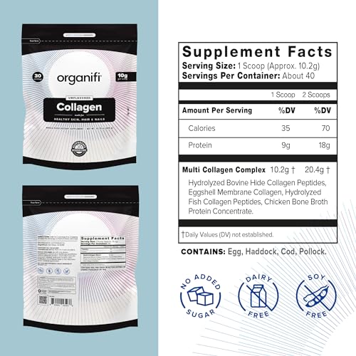 Organifi Collagen Powder - Fuller Hair, Stronger Nails, and Radiant Skin - Replenish - AB Mystery