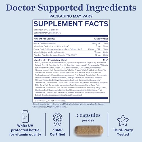 Blue Stork Fertility Supplements for Men - Supports Conception for Him - Male Prenatal Vitamins Pink Stork